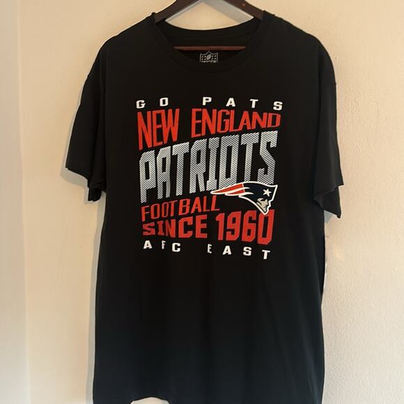 New England Patriots Black Official NFL JERSEY T-SHIRT Front & Back Size L - Picture 2 of 6